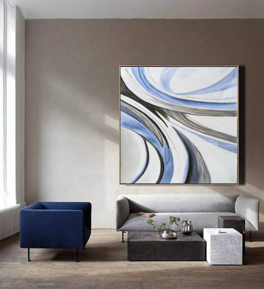 Modern Grey Minimal Office Abstract Canvas Wall Art EC5HV wall art